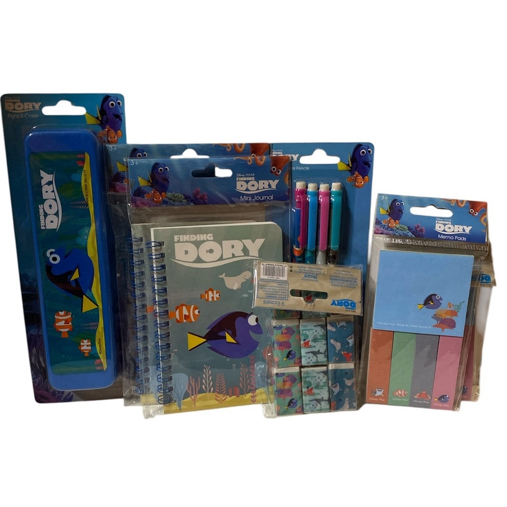 Disney Pixar Finding Dory Stationery Set Bundle of 7 Mini Journals Pencil Case